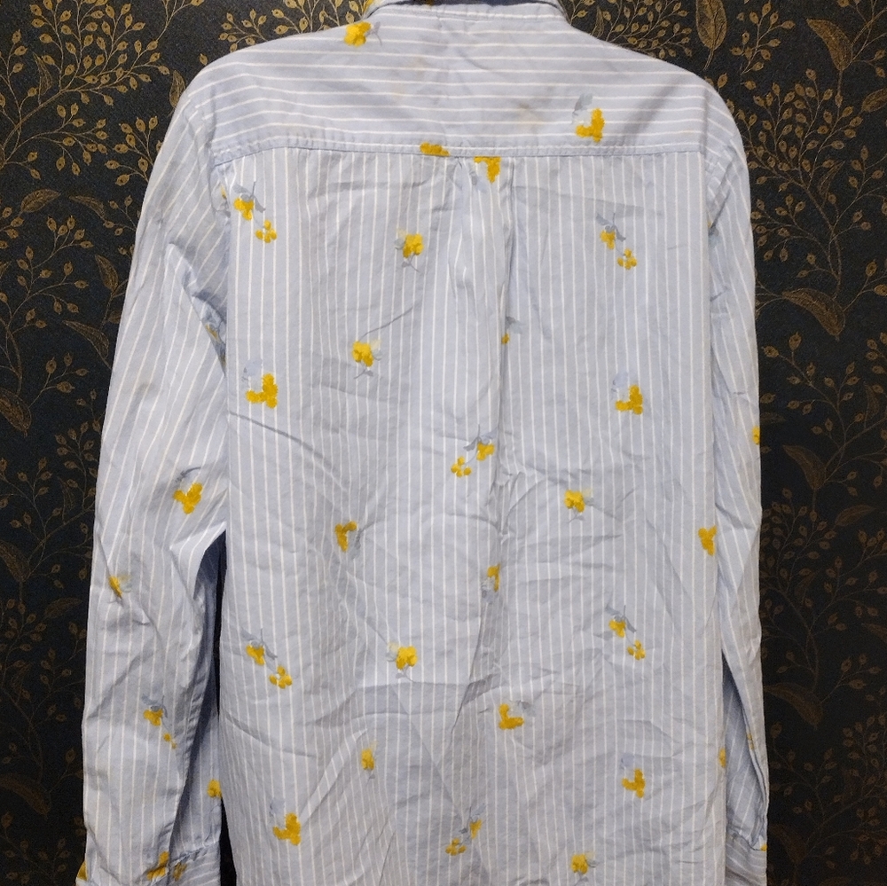 Joules Lucie Blue Flower Striped Button Down Shirt - Picture 2 of 3